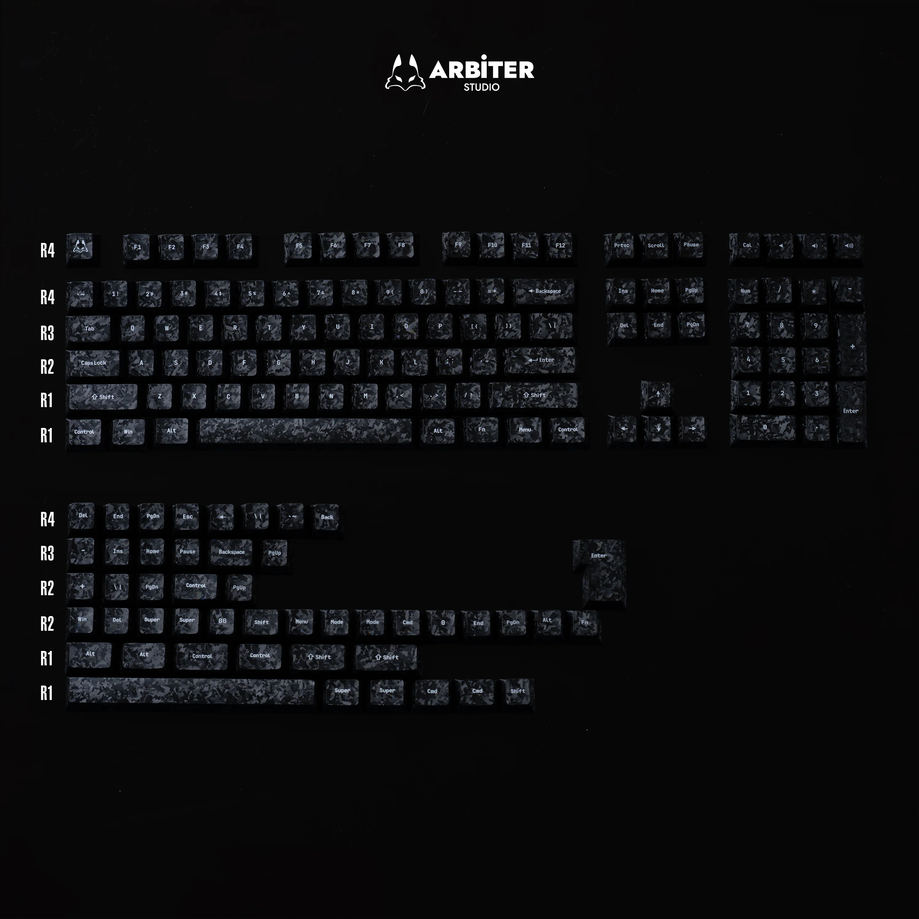 Carbon Fiber Textured Keycap Set - 156 Keys - Image 2